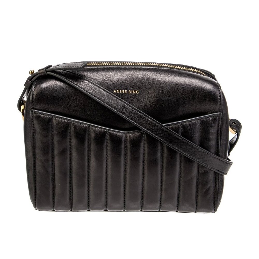 ANINE BING Ellis Quilted Crossbody Bag, Black